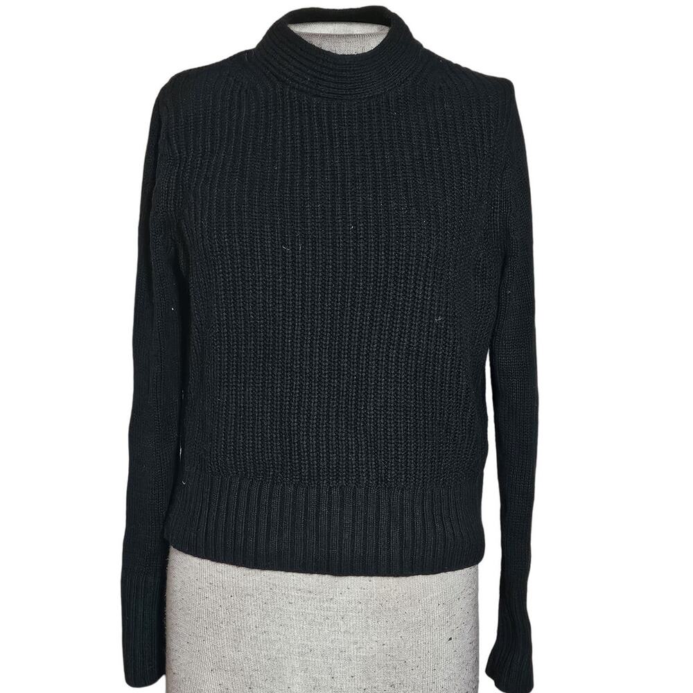 Banana Republic Black Mock Neck Cotton Blend Sweater Size XS